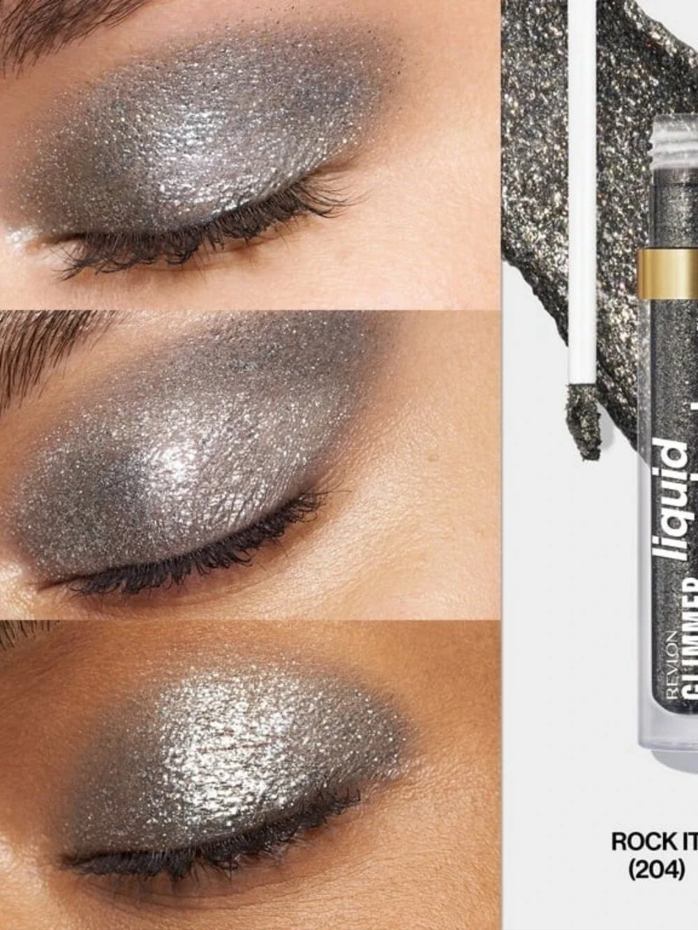 3 x Revlon Glimmer Liquid Shadow, Shimmer Eyeshadow Makeup, 204 Rock-It